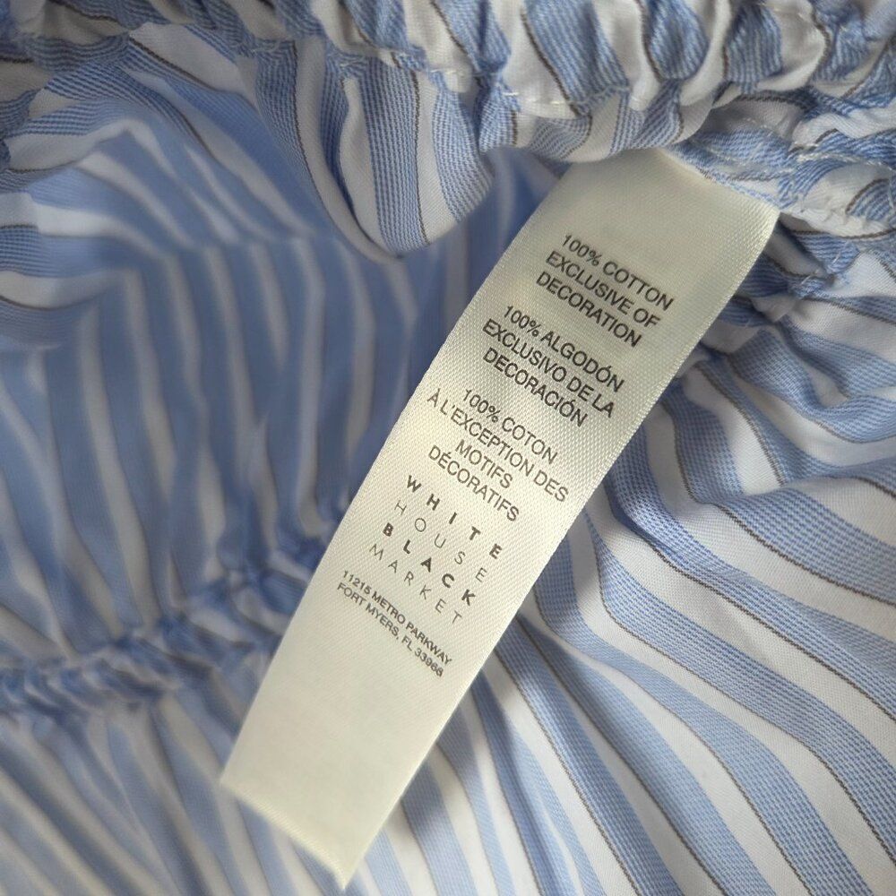 NWOT WHITE HOUSE BLACK MARKET STRIPED BOHO PEASANT EMBROIDERED COTTON TOP SIZE M - Picture 12 of 14